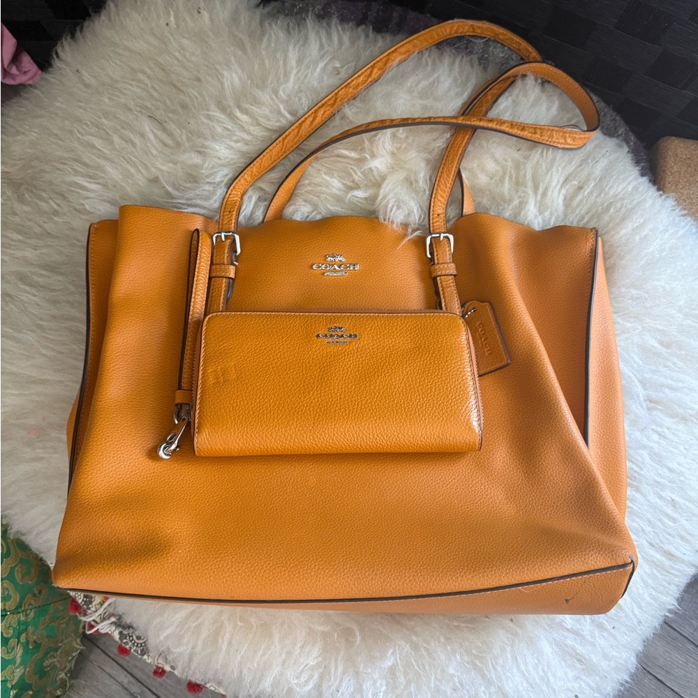 Coach Vibrant Orange Leather Tote